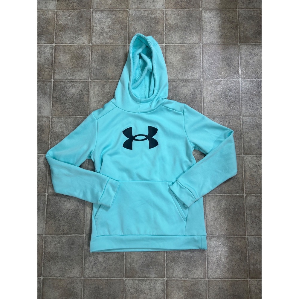 Under Armour Kids Light Blue Fleece Pullover Hoodie Loose Fit YLG Large